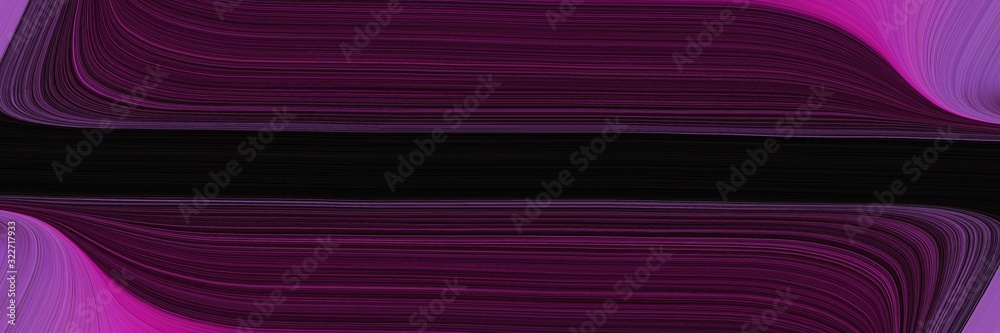 Poster modern designed horizontal banner with very dark pink, moderate violet and old mauve colors. fluid curved lines with dynamic flowing waves and curves