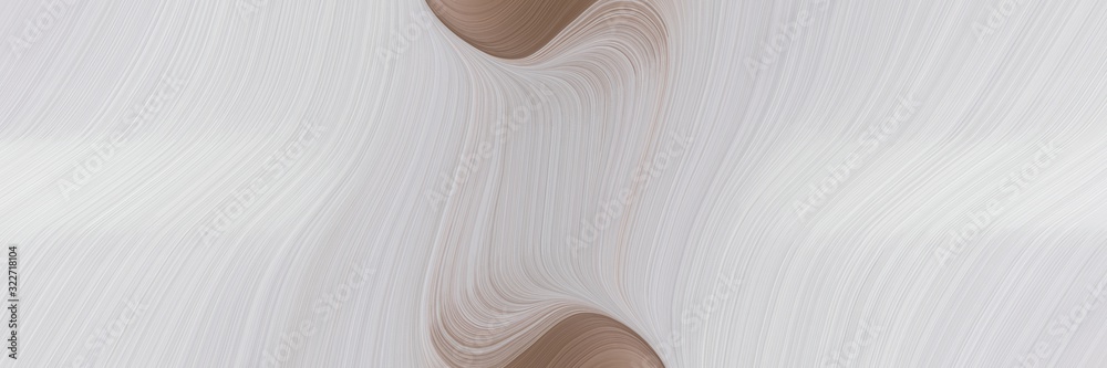 Fototapete surreal designed horizontal header with light gray, pastel brown and dark gray colors. fluid curved lines with dynamic flowing waves and curves