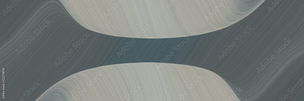 Poster flowing designed horizontal header with dark gray, dim gray and gray gray colors. fluid curved lines with dynamic flowing waves and curves