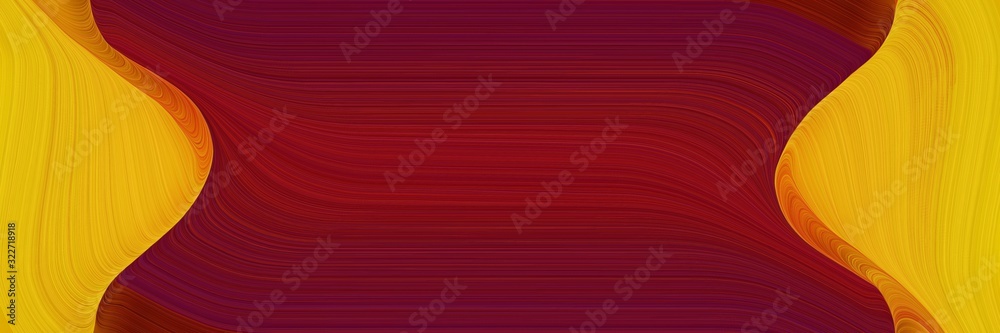 Aufkleber moving horizontal banner with golden rod, dark red and coffee colors. fluid curved lines with dynami