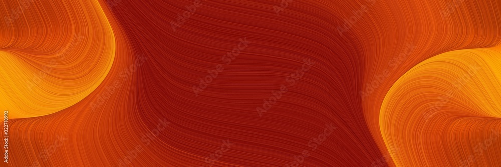 Poster artistic banner with firebrick, maroon and dark orange colors. fluid curved lines with dynamic flowing waves and curves