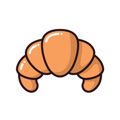 Sweet and delicious croissant.Isolated on a white background.There is a place for text.Icon of sweetness with a contour