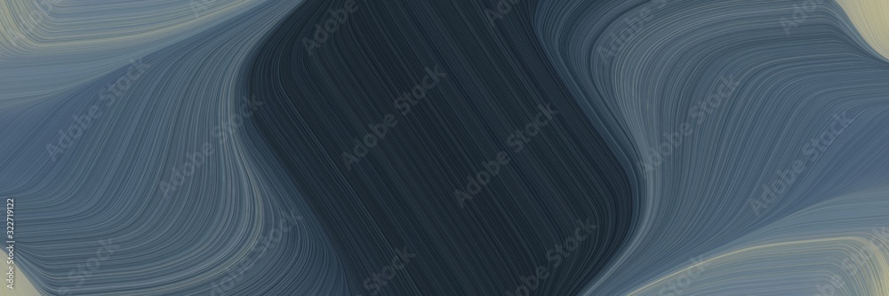 Poster surreal horizontal banner with dark slate gray, slate gray and dark gray colors. fluid curved flowin