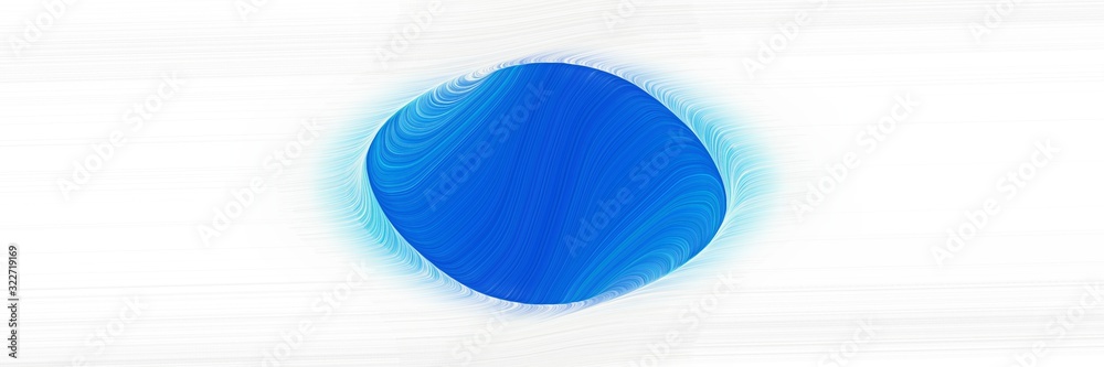 Poster surreal designed horizontal banner with strong blue, white smoke and baby blue colors. fluid curved 