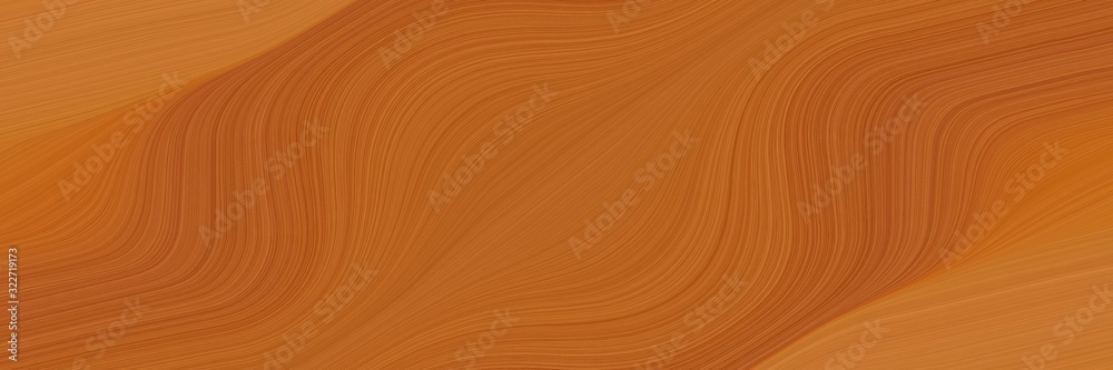 Poster surreal banner with coffee, bronze and saddle brown colors. fluid curved lines with dynamic flowing waves and curves