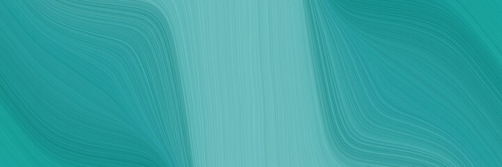 Fototapeta premium surreal designed horizontal banner with light sea green, medium aqua marine and cadet blue colors. fluid curved flowing waves and curves