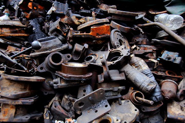 Spare parts and parts of cars that are no longer used are separated for sale in the Talat Noi area. Bangkok