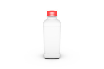 3D Rendering of Realistic Plastic Bottle with Cap on White