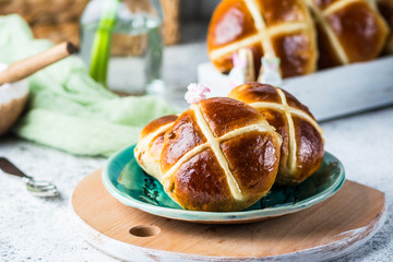 hot cross buns, spring food. Easter symbol. easter day. traditional dessert. easter concept,