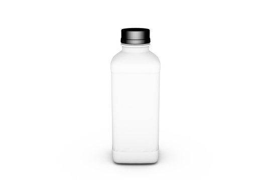 3D Rendering of Realistic Plastic Bottle with Cap on White
