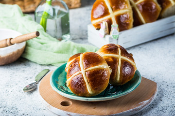 hot cross buns, spring food. Easter symbol. easter day. traditional dessert. easter concept,