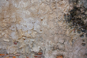 An old wall of many decades With various traces that have deteriorated Occurred on this wall