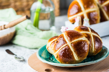 hot cross buns, spring food. Easter symbol. easter day. traditional dessert. easter concept,