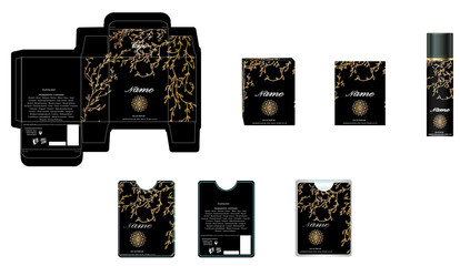 Packaging design, luxury perfume box,  pocket perfume and deo design template and mock up box. Illustration vector.