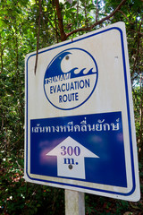 tsunami evacuation route sign 300m in thailand