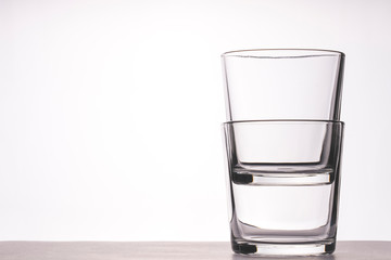 empty glass Cup on the table on a white background