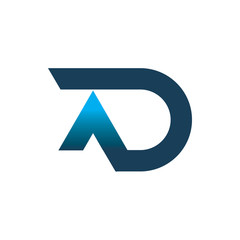 blue color letter d arrow font letter logo design