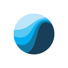 blue wave circle ball logo design