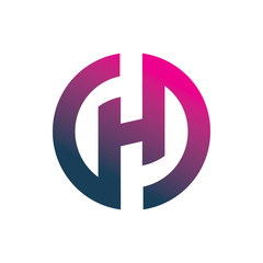 modern color circle letter h logo design