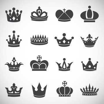 Crown icons set on background for graphic and web design. Creative illustration concept symbol for web or mobile app