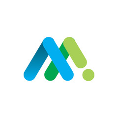 blue green letter m nature color logo design