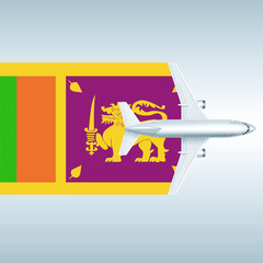 Plane and flag of Sri lanka. Travel concept for design