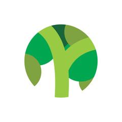 green nature tree circle logo design
