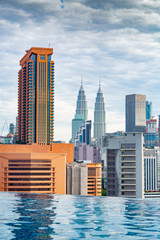 Kuala Lumpur skyline pool view