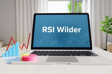 RSI Wilder – Business/Statistik. Laptop im Büro mit Begriff auf dem Monitor. Finanzen/Wirtschaft.