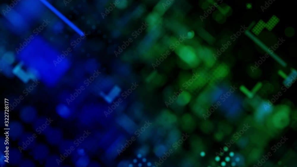 Poster 3d rendering abstract background flying pass through block and pixel element for cyber futuristic an