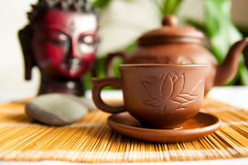 Traditional Asian tea ceremony arrangement