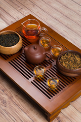 Chinese culture and design concept - red tea and tea set