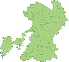 熊本県の地図_市町村ごとに色を変えられます	