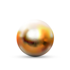 Realistic glossy gold sphere with glares and reflection isolated on white