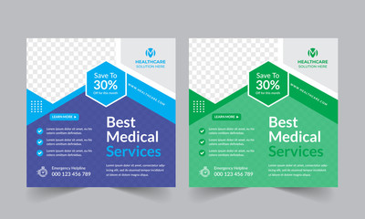 Fototapeta premium Medical health square banner instagram post template