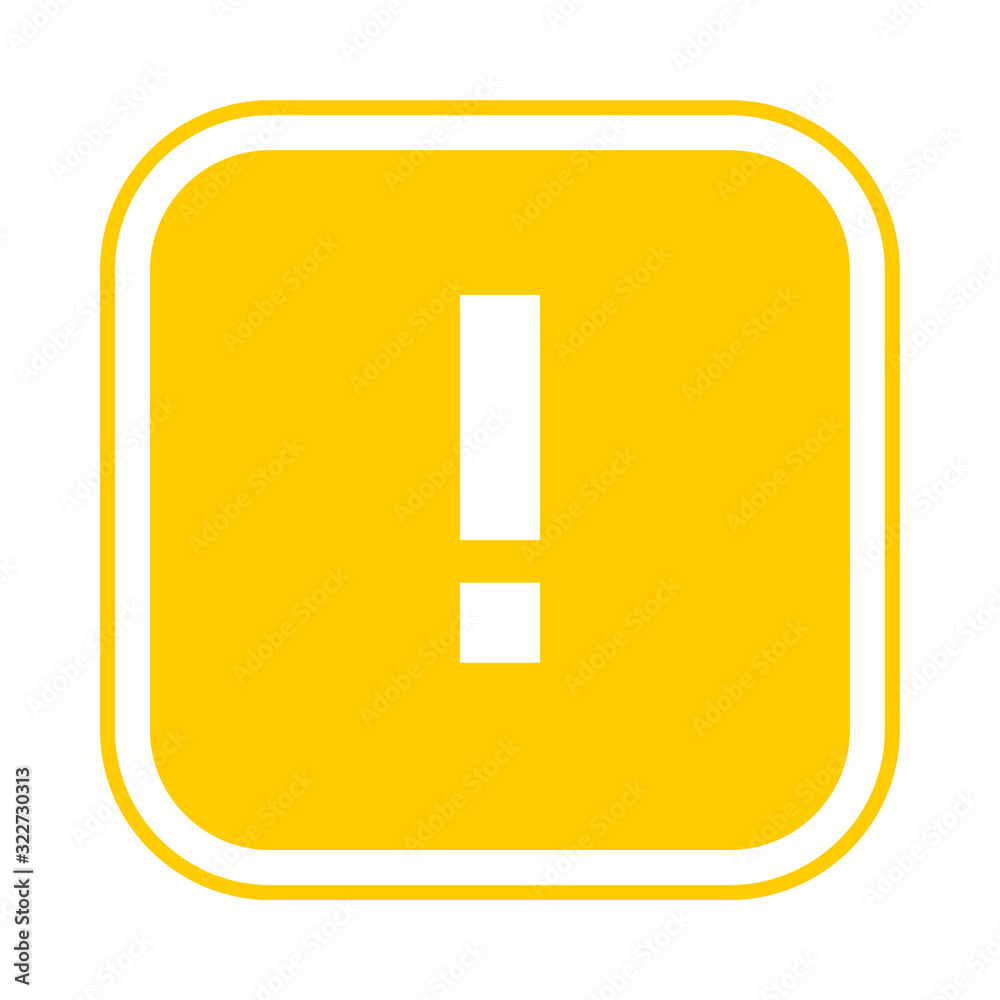 Poster Square yellow exclamation point icon, button. Flat attention symbol isolated on white background. EPS10 vector file