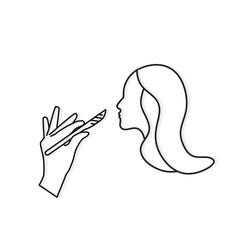 concept of plastic surgery, woman face and surgeon hand with scalpel icon- vector illustration