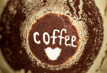  coffee and heart at the bottom of the coffee cup