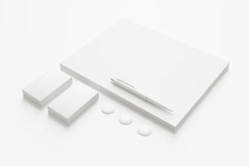 Blank Corporate Stationery Set. Mockup template for branding identity. 3D rendering.