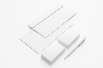 Blank Stationery Set. Mockup template for branding identity for graphic designers presentations and portfolios. 3d render.
