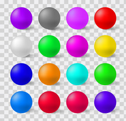 Set of colorful glossy spheres isolated . A Realistic Collection to Create Your Design