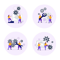 Fototapeta premium Engineering Concept Icons Set