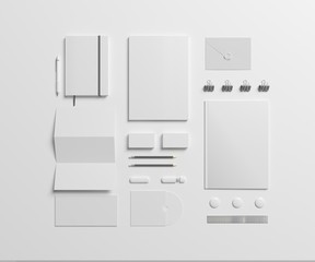 lank Stationery / Corporate ID Set isolated on white as template for designers presentation, showcase etc.