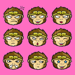 Sun Wukong, or Monkey King jurney the west vector emot icon