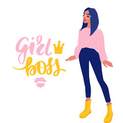 Vector girl in trendy clothes. Stylish young women.
