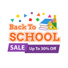 Back To School Sale Vector Design with School Supplies Icon