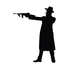 Male mafia with gun silhouette vector