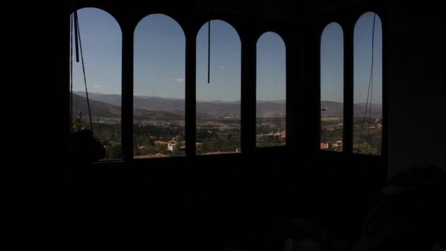 View of the Andes from a window.
