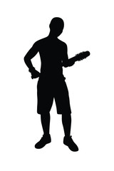 Fototapeta na wymiar Gangster boy with baseball bat silhouette vector