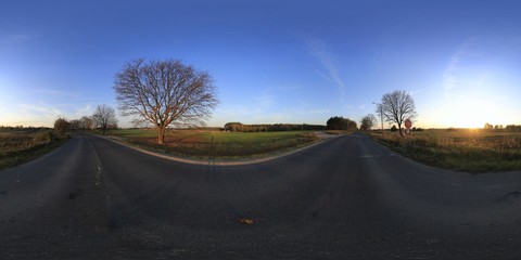 Fototapeta premium Rural asphalt road HDRI Panorama